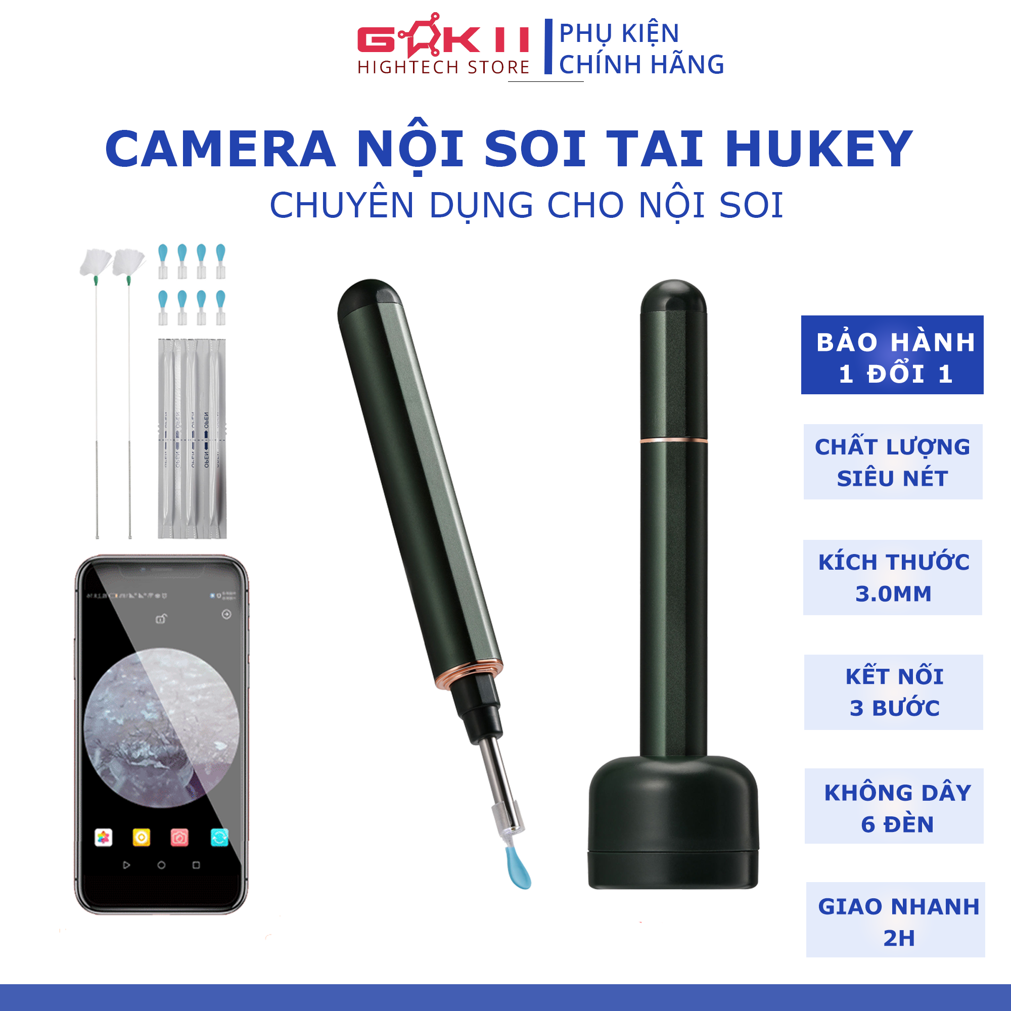Camera nội soi tai siêu nhỏ 3.9mm HUKEY Visual earpick T1 PRO - Camera nội soi lấy ráy tai chuyên nghiệp