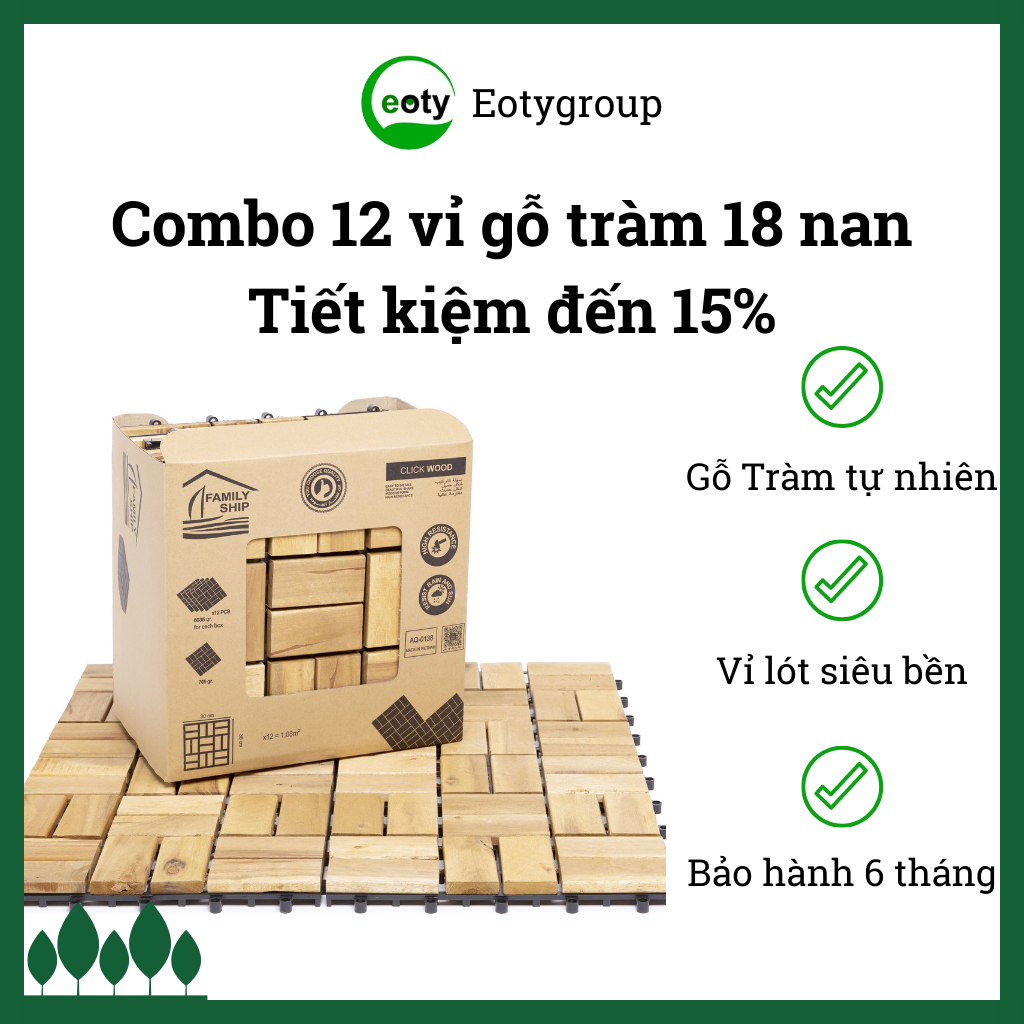 Combo 12 tấm vỉ đế nhựa lót ban công, sân vườn, nhà tắm - Vỉ lót sàn Eotygroup 18 nan
