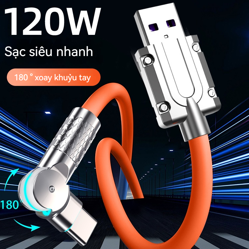 120W 6A sạc siêu nhanh Loại C Sạc Nhanh Bằng Hợp Kim Kẽm Và Silicon Cáp dữ liệu sạc nhanh USB cáp cho Huawei Samsung Xiaomi Redmi dòng dữ liệu Dây Cáp