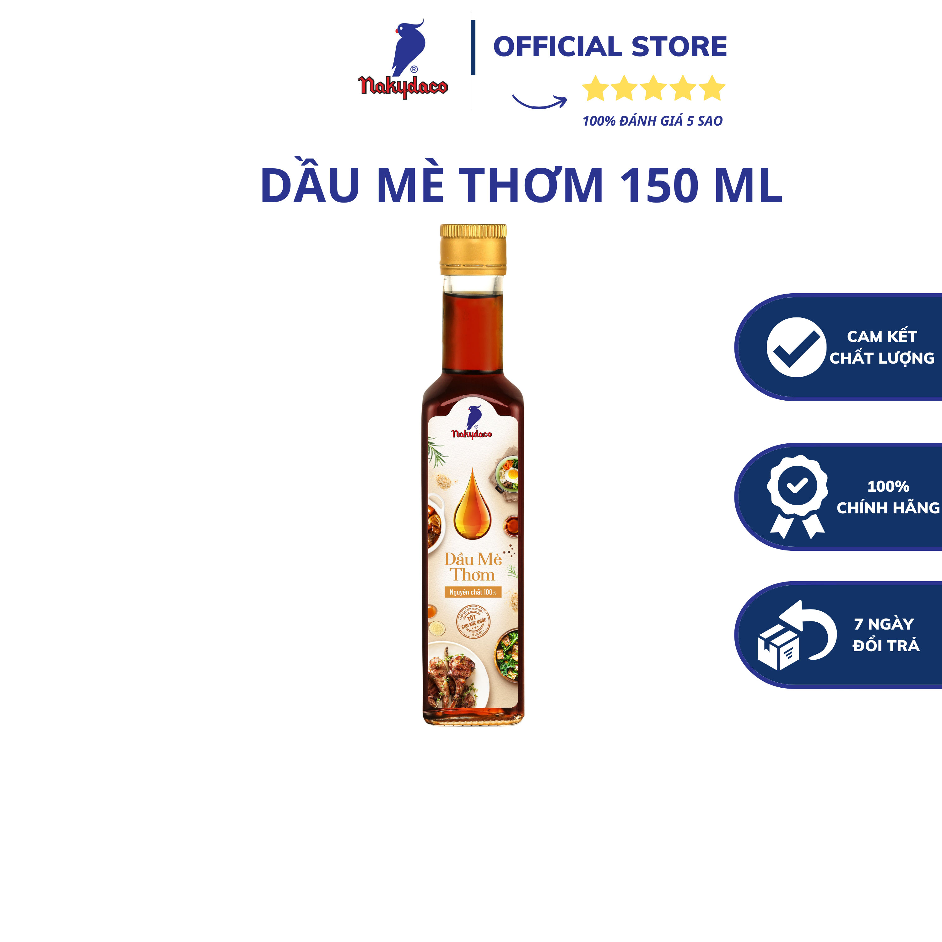 Dầu Mè Thơm Nakydaco 150 ml-dầu mè rang Con Két Chính Hãng-Roasted Sesame Oil 150ml