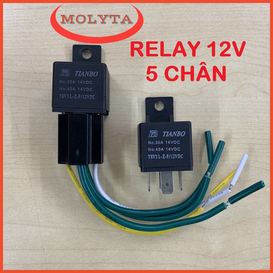 Rơ le tianbo 12v 40a 5 chân có giắc cấm