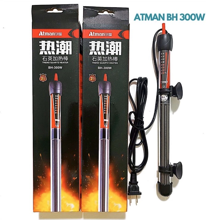 Sưởi bể cá, đèn sưởi bể cá Atman BH 100W 200W 300W sưởi hồ cá giúp ổn định nhiệt độ phòng nấm cho cá