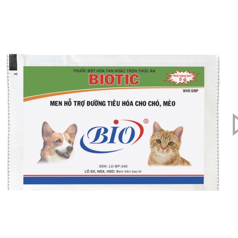 Men tiêu hóa hỗ trợ đường ruột cho chó mèo biotic 5g