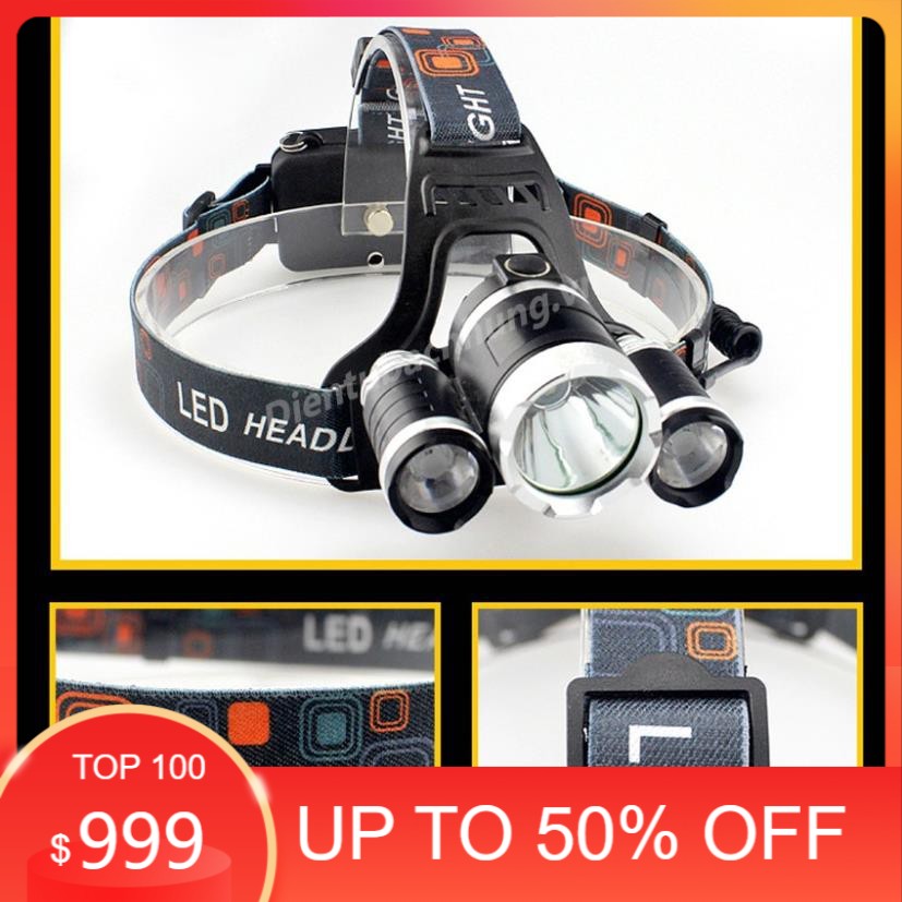 [ FREE SHIP ] Đèn Pin Đội Đầu Siêu Sáng 3 Bóng Pin Sạc, Đèn pin đội đầu siêu sáng,đèn pin led đội đầu 3 bóng,đèn pin đội trán chiếu siêu xa.Đèn pin siêu sáng hữu dụng với môi trường làm việc trong bóng tối