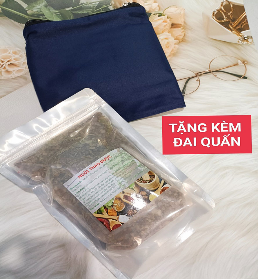 Muối thảo dược giảm eo sau sinhTẶNG đai quấn muối