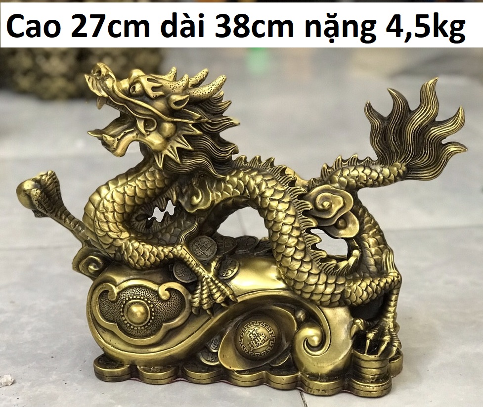 [Trả góp 0%] Tượng rồng cắp ngọc bằng đồng MS22