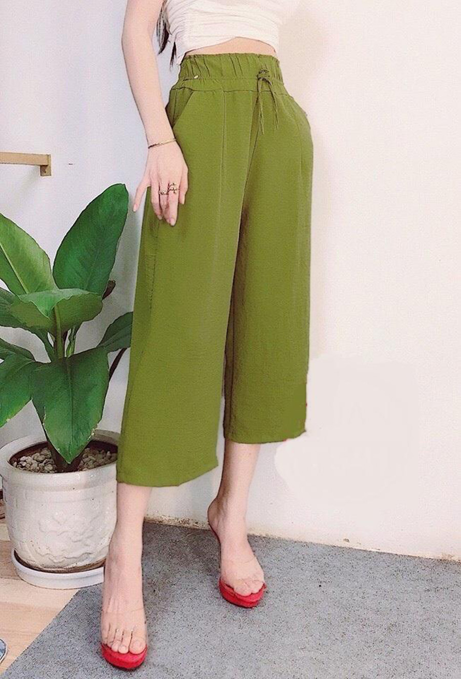 Quần Lững Nữ Ống Rộng Vải Đũi Lưng Chum Thời Trang Mới QLĐ04