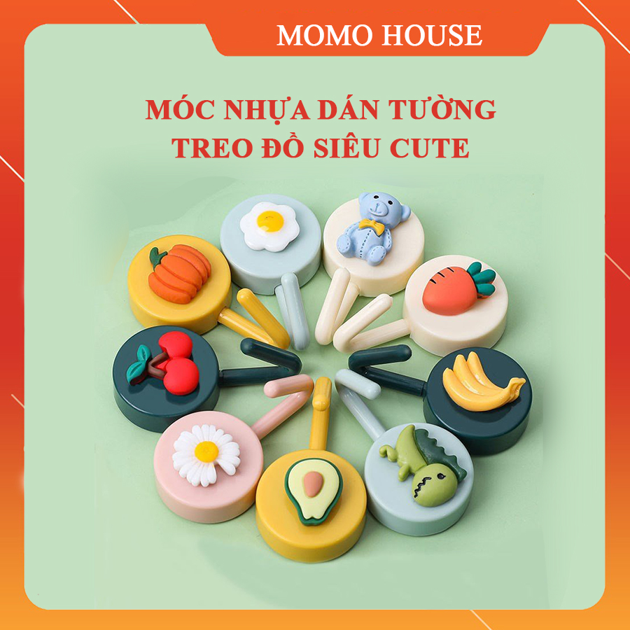 Móc Nhựa Dán Tường Hình Trái Cây Ngộ Nghĩnh, Móc Treo Đồ Dán Tường Nhiều Màu Sắc, Chịu Lực Lớn, Siêu Dính, Siêu Bền