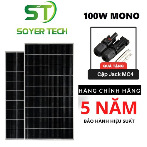 [Siêu Sale] Tấm pin năng lượng mặt trời SOYER SOLAR 150W MONO- tặng Jack MC4- MỚI - 150wSTS