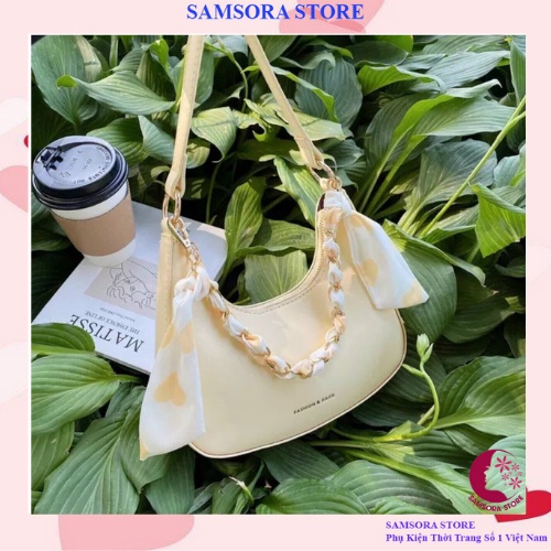 TÚI XÁCH NỮ DÂY XÍCH KẸP NÁCH DA TRƠN THIẾT KẾ QUAI XÍCH DÂY LỤA KN2113