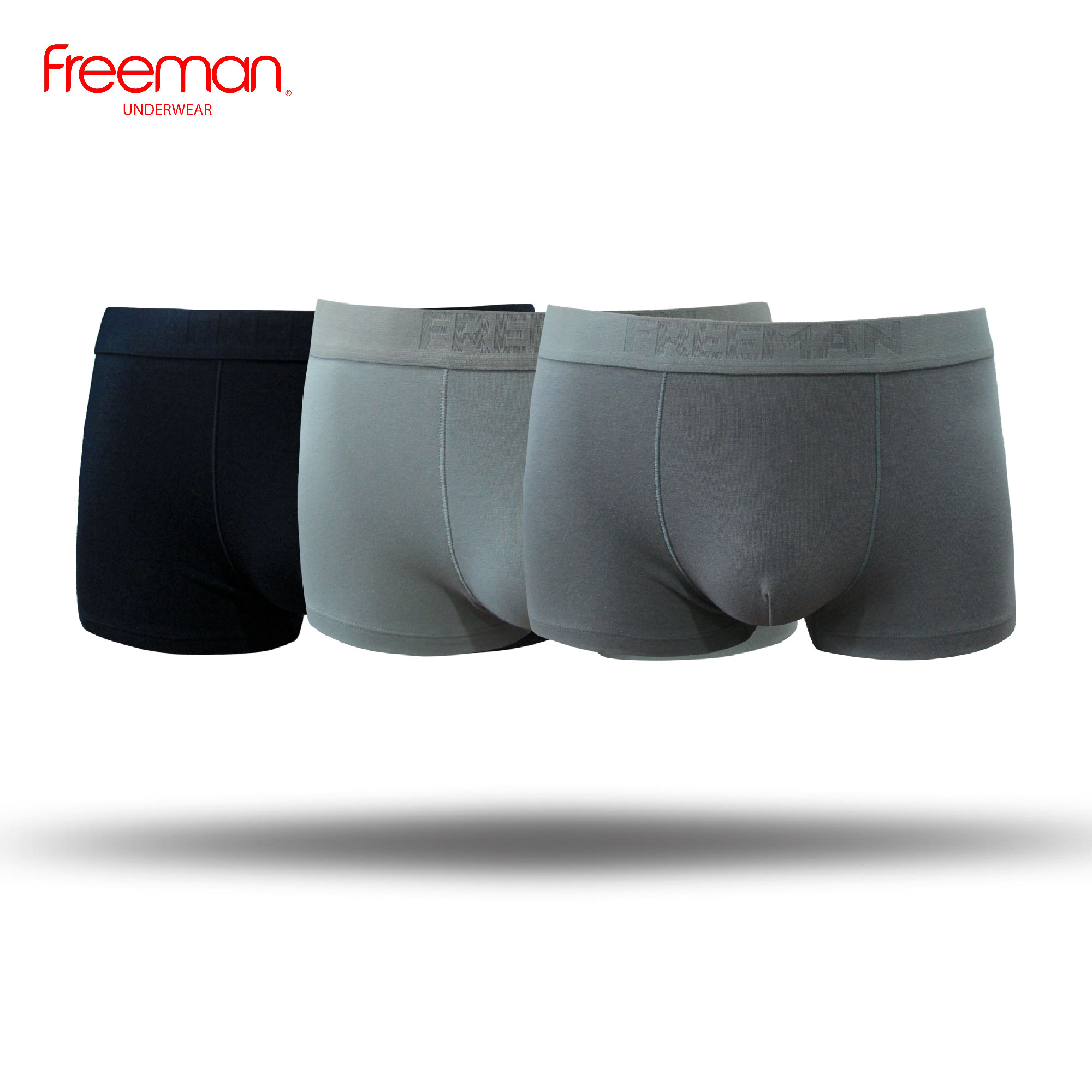 Combo 3 Quần lót boxer trơn Freeman, thiết kế đơn giản thoải mái BO501