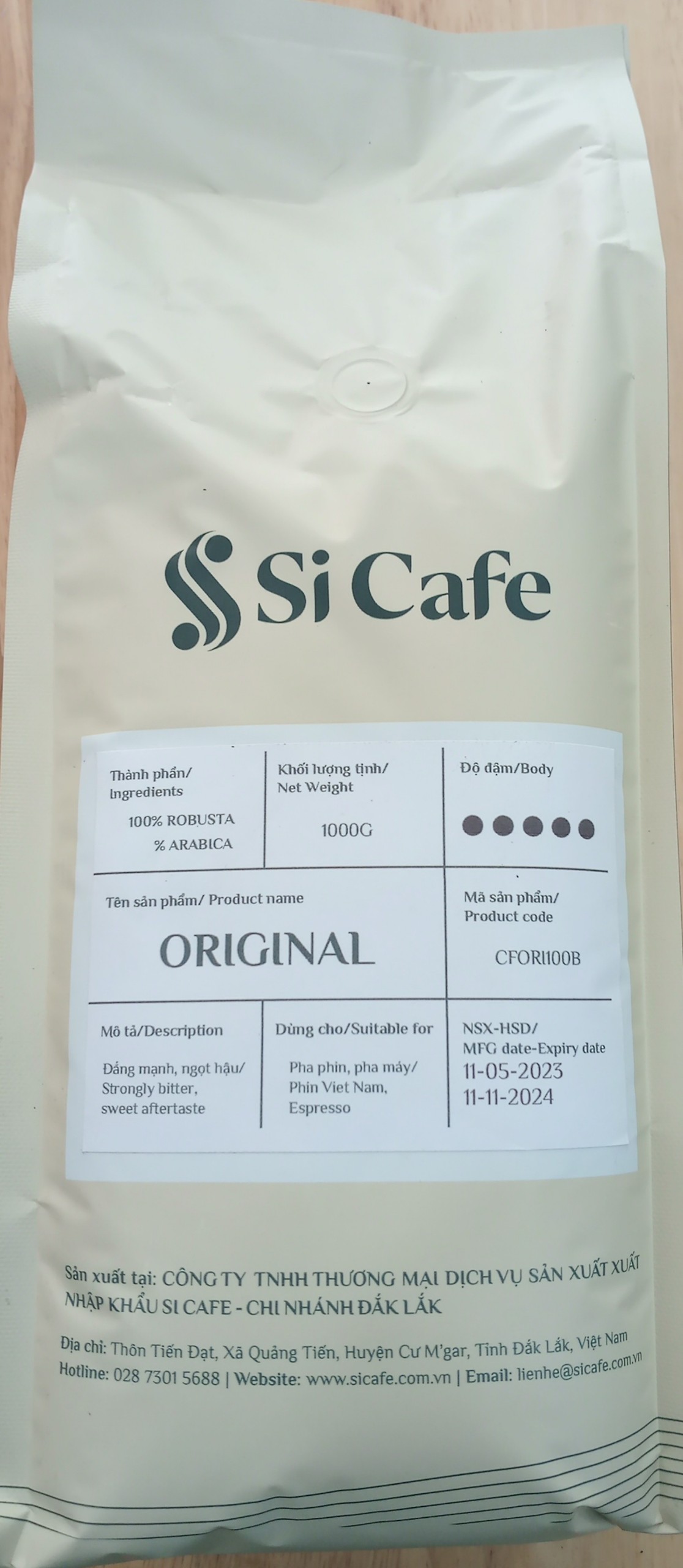 Cà phê nguyên hạt Original Robusta Si Cafe 1kg