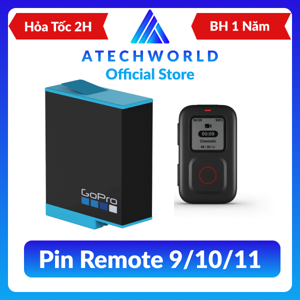 Pin gopro hero 9 10 11 và remote điều khiển từ xa - hàng chính hãng gopro - bh 1 năm