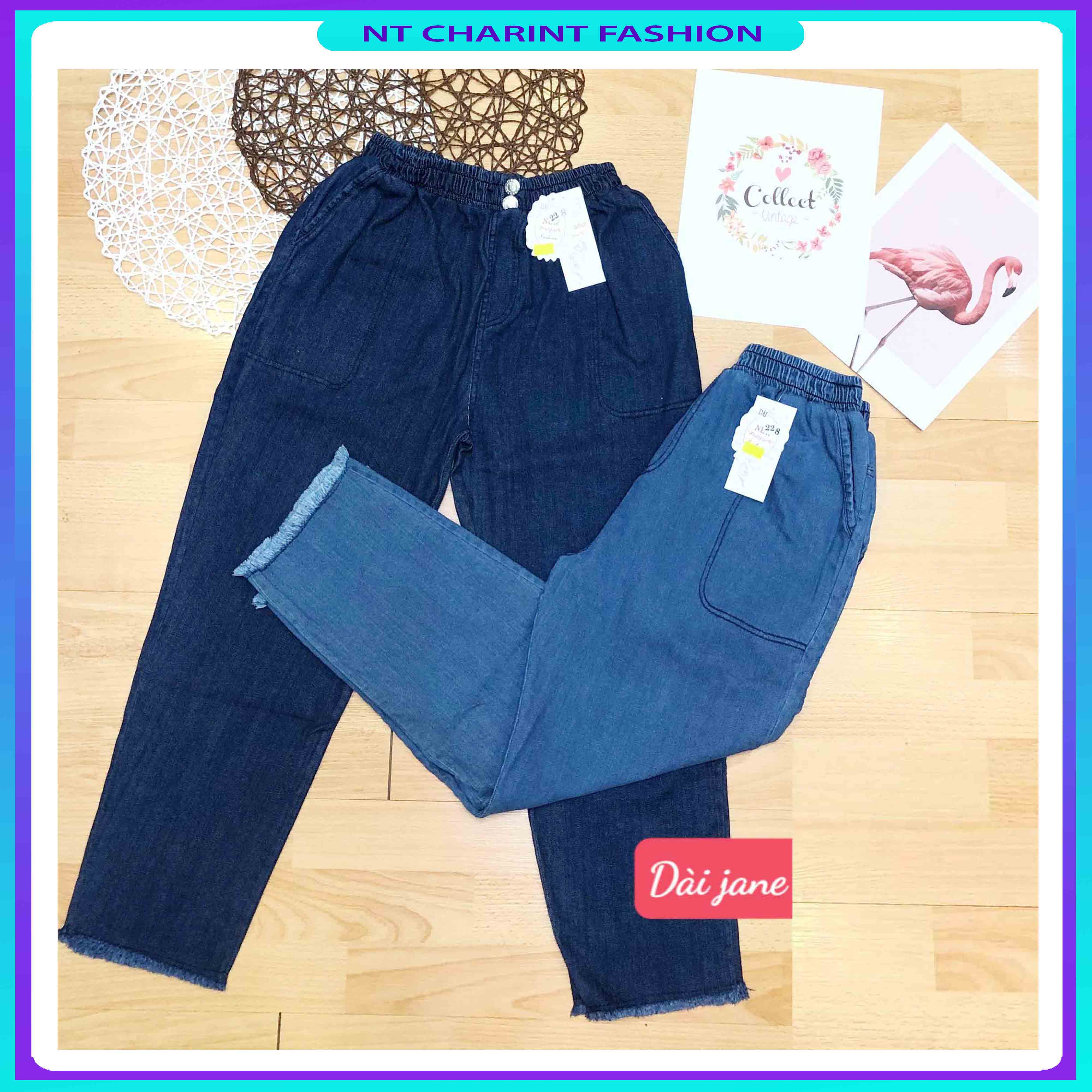 Xã hàng nghỉ bán giảm 50% Quần Jean Nữ lưng thun. nt charint Chất vải mềm mại, co dãn tốt mặc rất thoải mái. thích hợp với xu hướng hiện nay. FREE Size từ 58kg – 70kg. Dài quần 84cm, ống 18cm.
