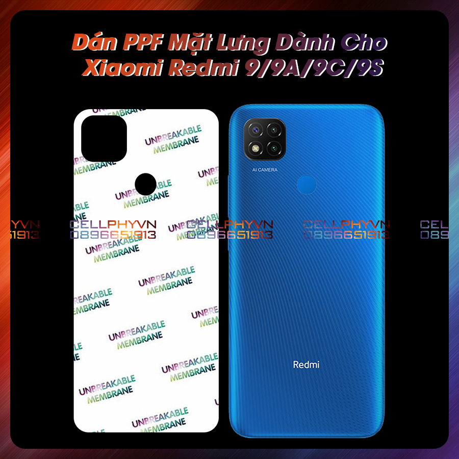 Miếng dán mặt lưng ppf cầu vồng dành cho xiaomi redmi 9 / 9a / 9c / 9s