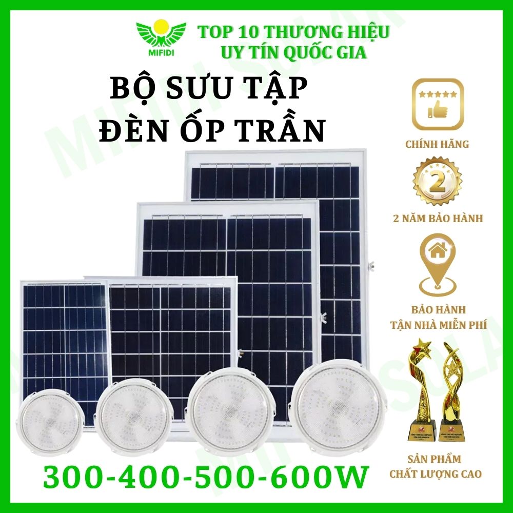Đèn năng lượng mặt trời 1000W - 800W - 500W - 300W ốp trần cao cấp Mifidi Cam kết sáng trên 12h tấm Mono siêu to BH VIP tận nhà 2 năm