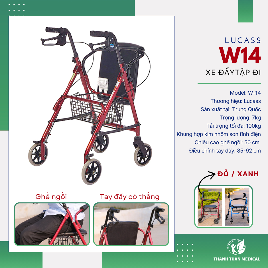 Lucass W914 Walking Aid Wheelchair for the Elderly and People with Limited Mobility , Genuine 1-Year Warranty
