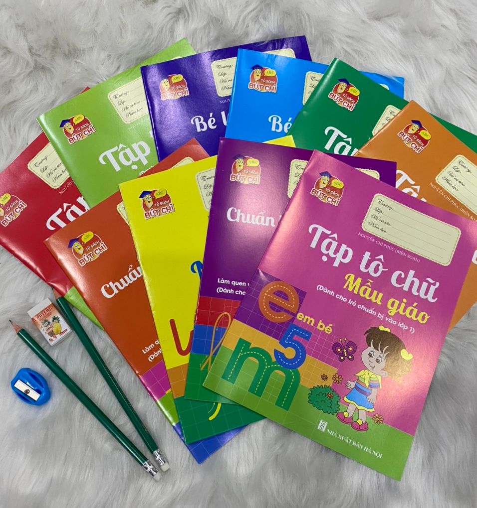 Bộ 10 quyển vở tập tô tập viết chữ số cho bé từ 4-6 tuổi vào lớp 1 TẶNG 2 bút chì+gọt chì+tẩy