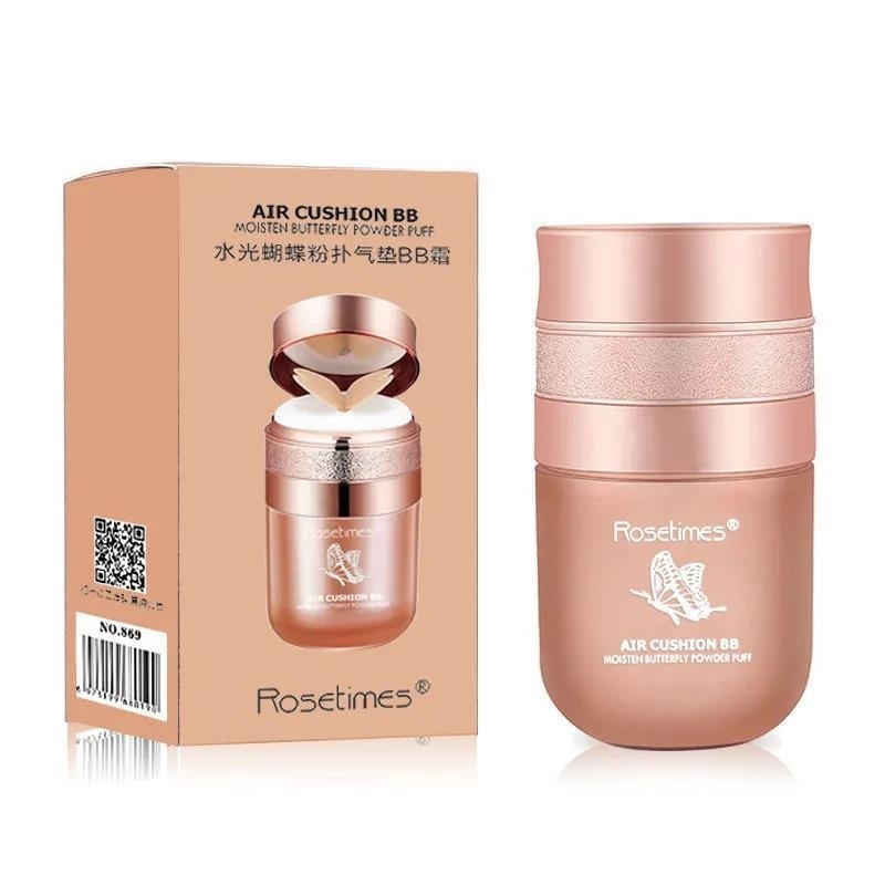 Net Red Butterfly Puff Air Cushion BB Cream dành cho nữ Che khuyết điểm Kiểm soát dầu Giữ ẩm lâu trôi CC Cream Makeup Mushroom Head Air Cushion