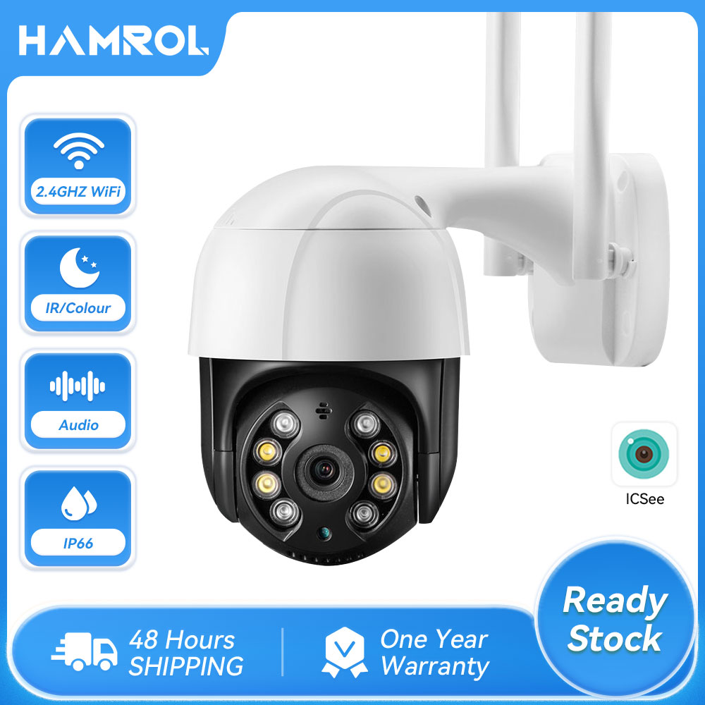 Hamrol Camera H.265 an ninh không dây độ phân giải ống kính 5MP/3MP/2MP kết nối Wifi PTZ IP độ thu phóng 4X kỹ thuật cao ghi hình ảnh sắc nét độ phân giải 1080P phát hiện chuyển động dùng để gắn ngoài trời (vui lòng chọn came