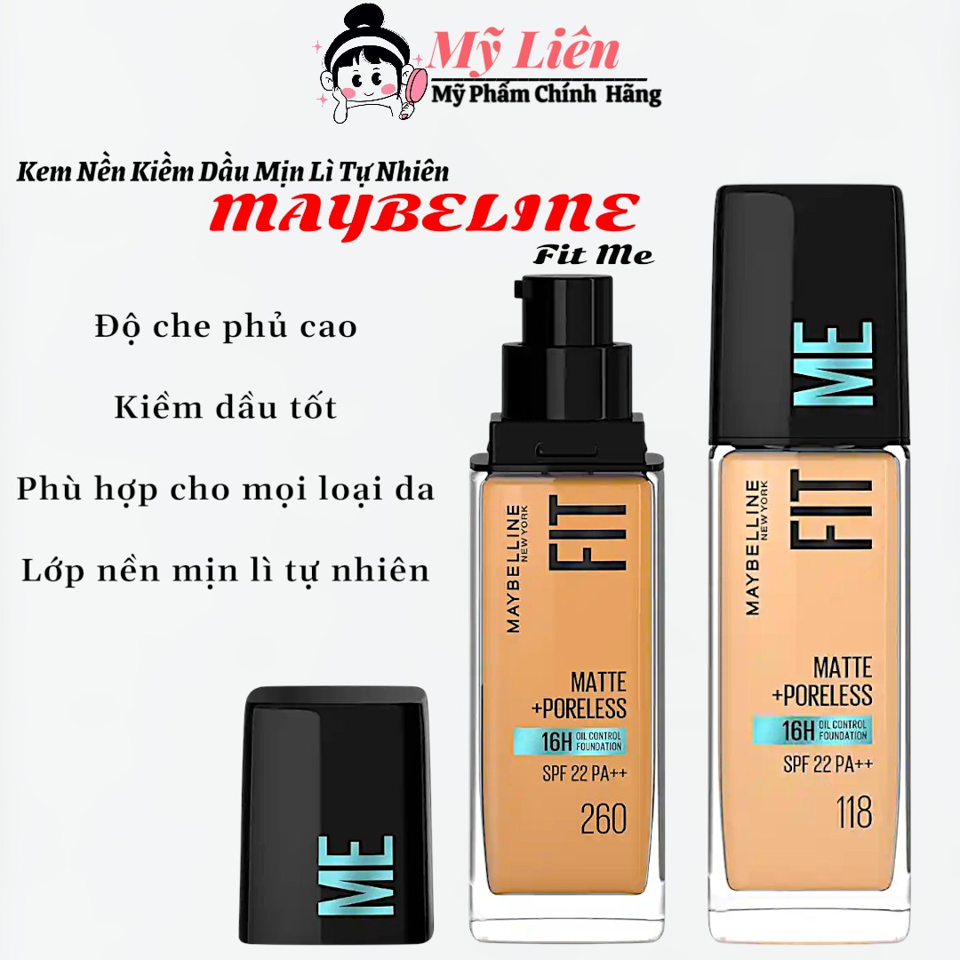 Kem Nền Mịn Nhẹ Kiềm Dầu Fit Me Maybelline New York Matte Poreless Foundation - 30ml