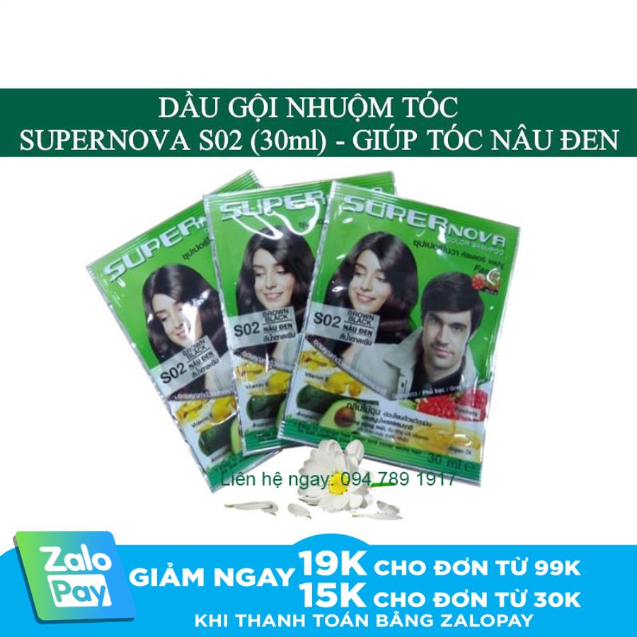 Dầu gội nhuộm tóc supernova s02 - giúp tóc nâu đen - 10 gói