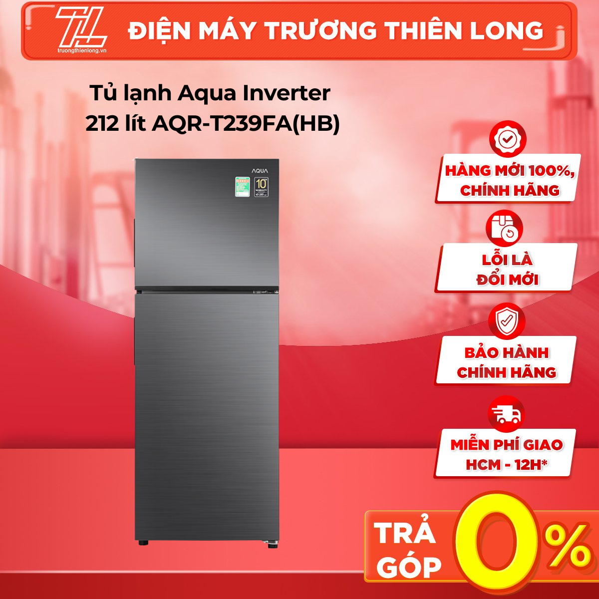 Tủ lạnh aqua inverter 212 lít aqr-t239fa - công nghệ kháng khuẩn, khử mùi:nano fresh ag+ làm lạnh đa chiều giúp thực phẩm tươi ngon - trả góp 0% - giao toàn quốc