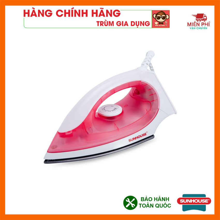 Bàn là, bàn ủi khô sunhouse 1100w núm xoay tiện lợi ( màu ngẫu nhiên) bảo hành toàn quốc tại trùm gia dụng