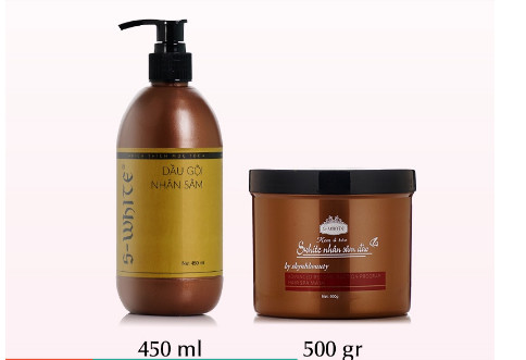 Combo Dầu gội và Kem ủ tóc nhân sâm đào giúp giảm gàu, rụng tóc, phục hồi hư tổn S-White
