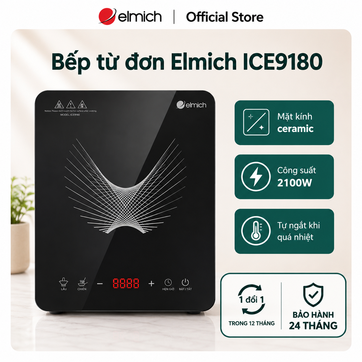 (Chỉ 15-17.07)Bếp từ đơn Elmich ICE-9180