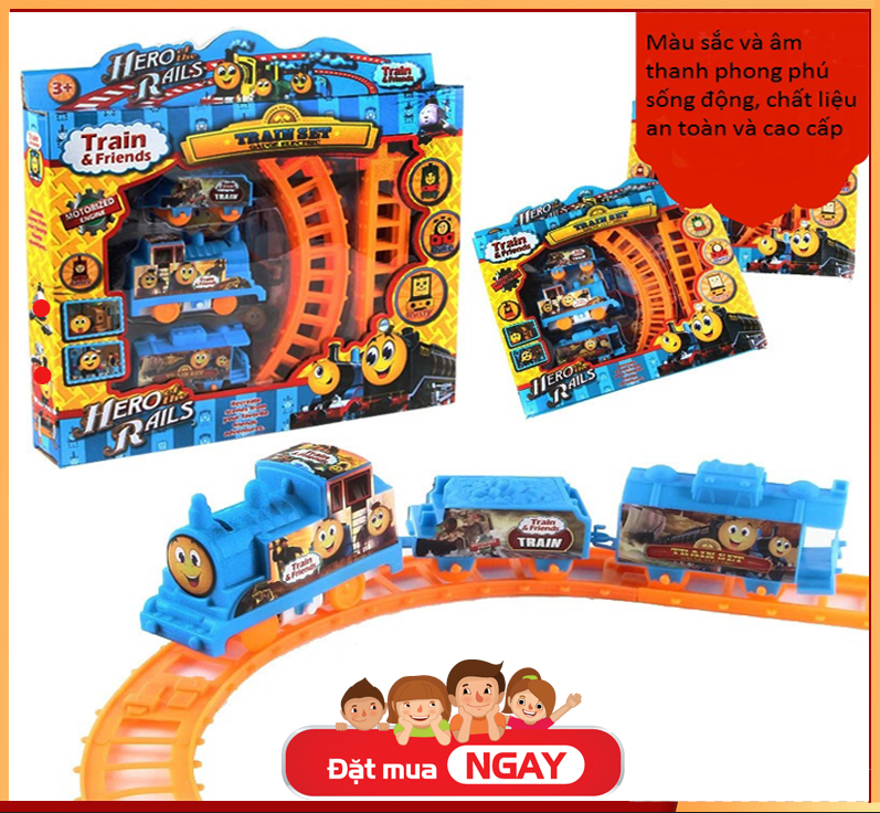 Đồ chơi đoàn tàu dùng pin chạy trên đường ray chất liệu nhựa PP an toàn tuyệt đối với trẻ - Đồ chơi phát triển trí tuệ tre