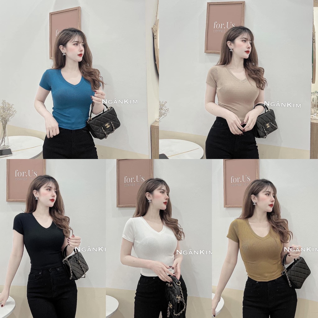 Áo thun nữ cổ tym, Áo phông nữ tay ngắn chất liệu cotton co giãn 2 chiều đủ size từ 40 - 80kg