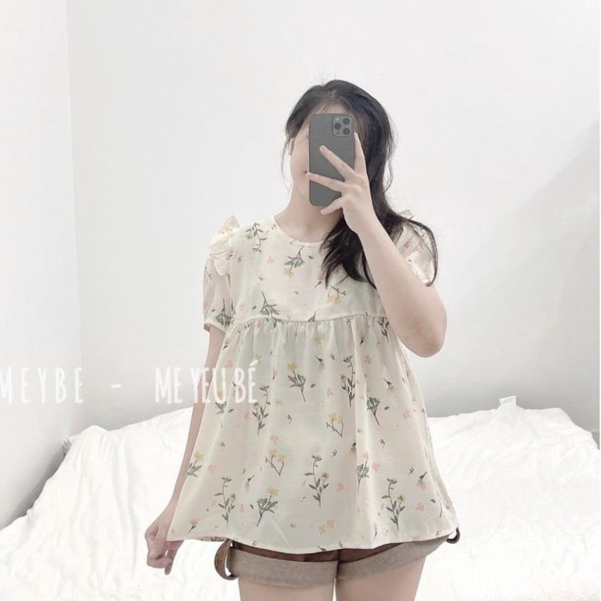 Áo Bầu mùa hè công sở vải đũi lạnh thiết kế Hoa Nhí cực xinh