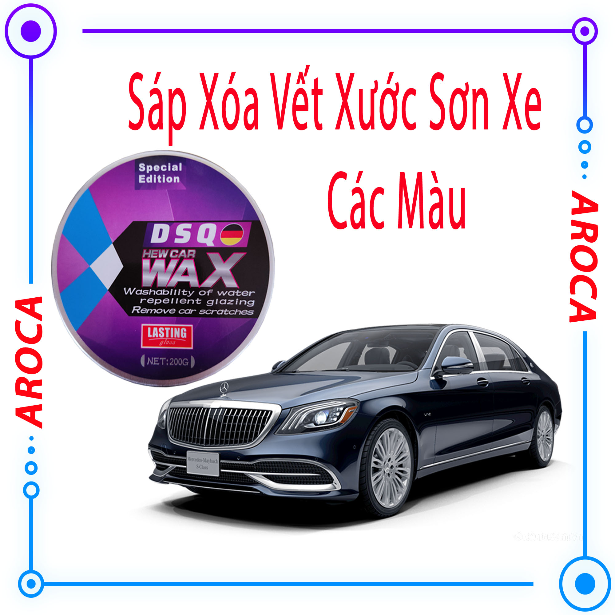 Sáp xoá vết xước ô tô xe máy - Tẩy mờ vết xước sơn xe Công nghệ Mỹ - Phủ bóng sơn xe ô tô - AROCA nhập khẩu