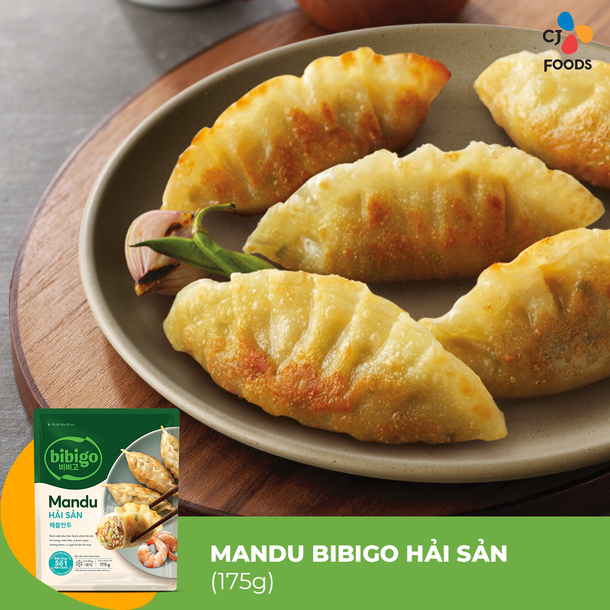 Bánh xếp Mandu Bibigo 175g (nhân Thịt/nhân Thịt bắp/nhân Hải sản)