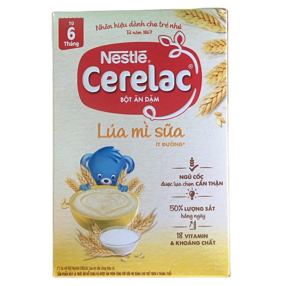 Bột ăn dặm Nestlé Cerelac lúa mì sữa hộp 200g từ 6 tháng