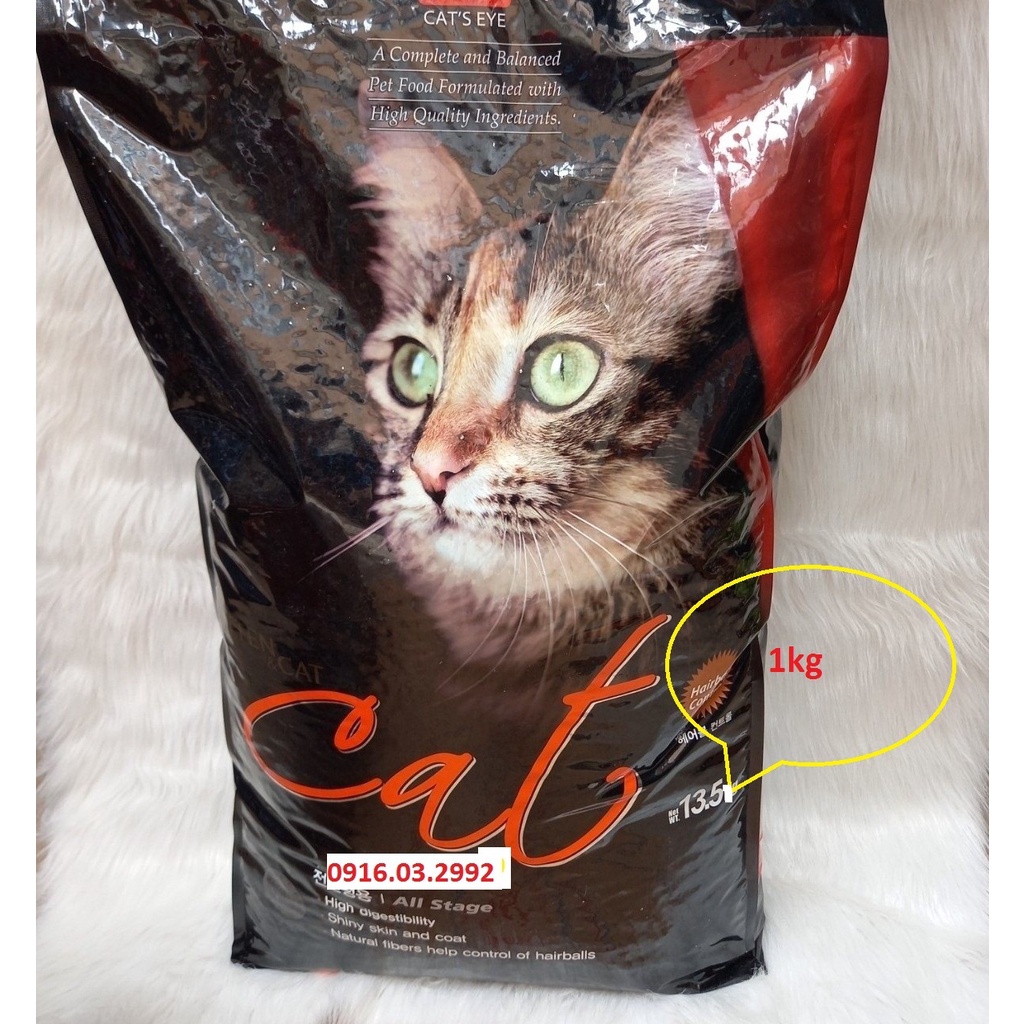 Thức ăn cho mèo Cateye 1kg, Thức ăn cho mèo mượt lông đẹp da