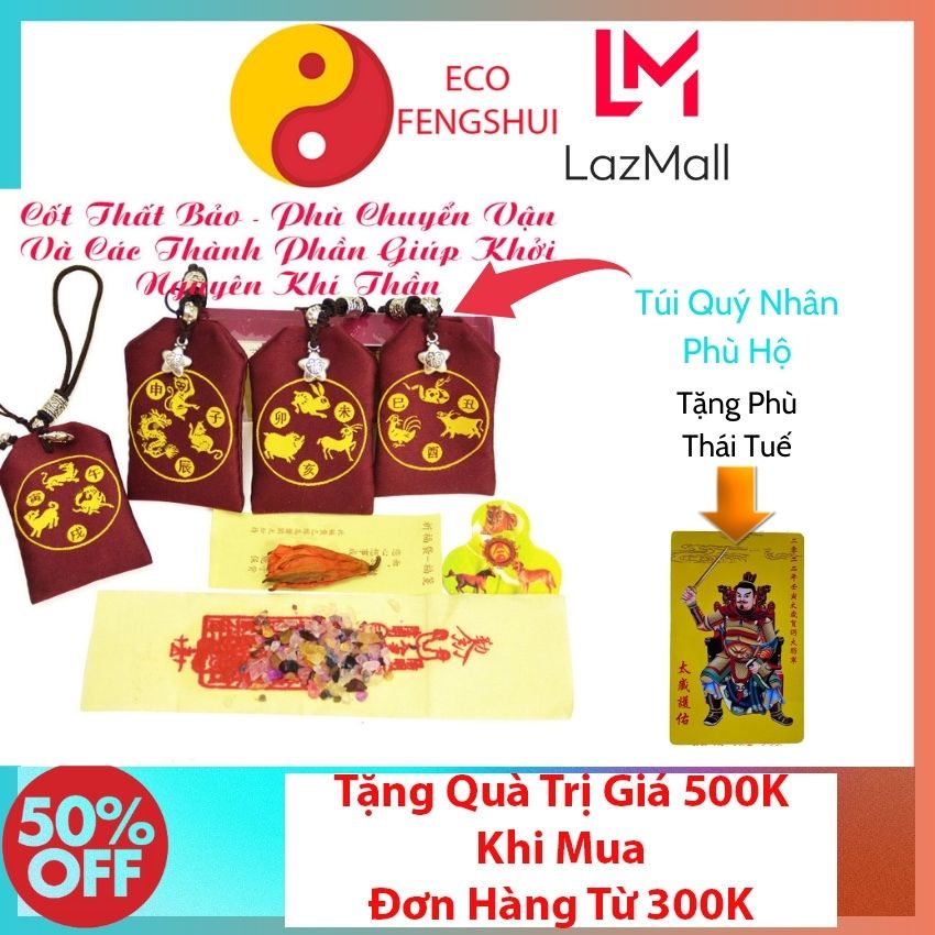 Túi may mắn tam hợp quý nhân mang vận may tiền tài đến cho mọi người - quý nhân phù hộ - thăng tiến công danh – tặng kim bài thái tuế 2022 eco fengshui