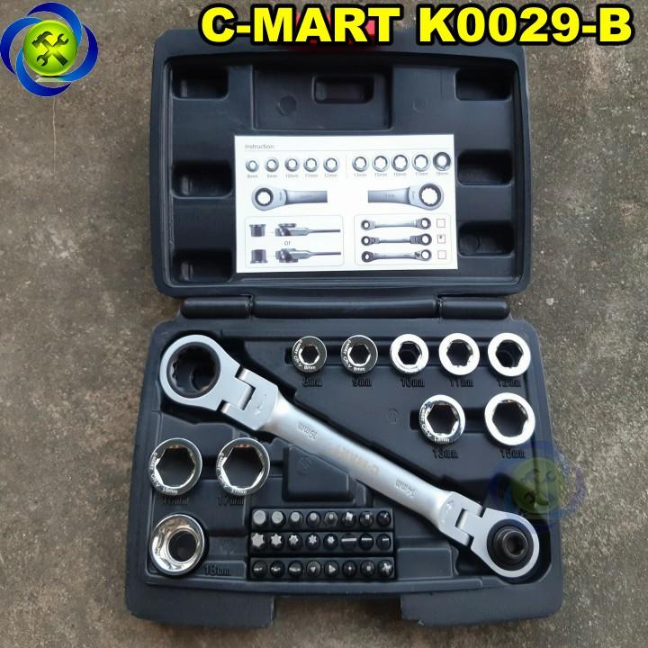 Bộ cờ lê tự động gật gù c-mart k0029-b 36 chi tiết
