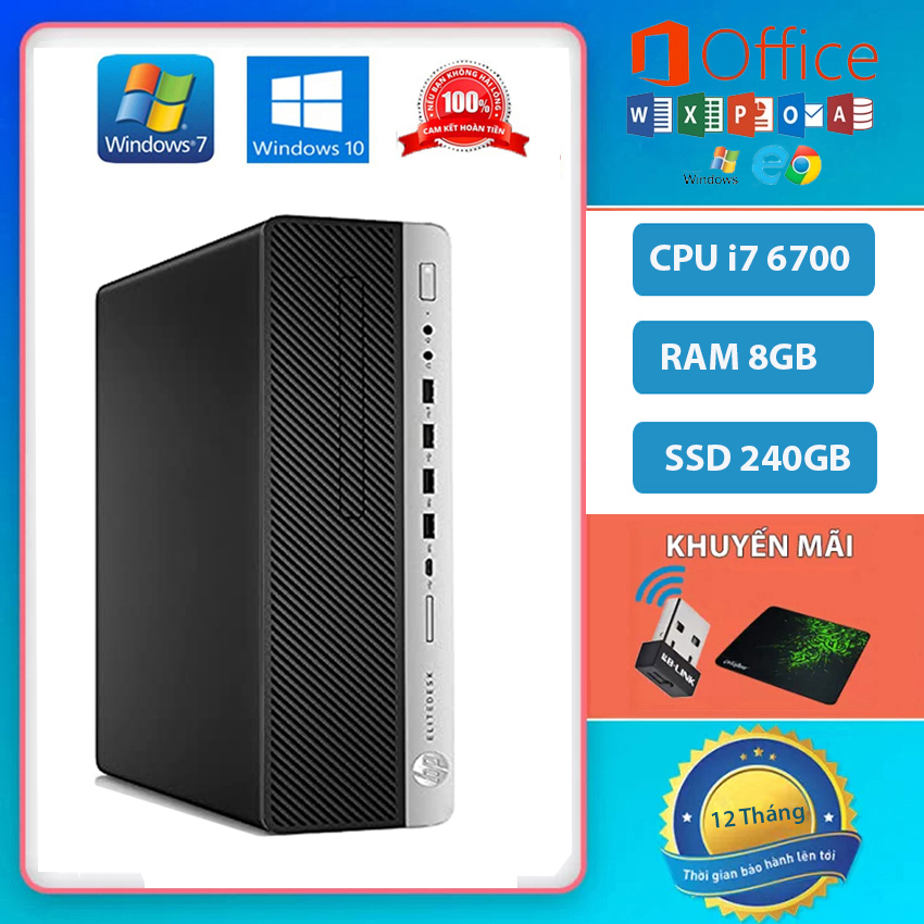 Máy Tính Đồng Bộ HP PRODESK 600G3 Core i7 6700 Ram 8GB SSD 240GB Tặng USB Wifi, Bàn Di Chuột Bảo Hành 12 Tháng