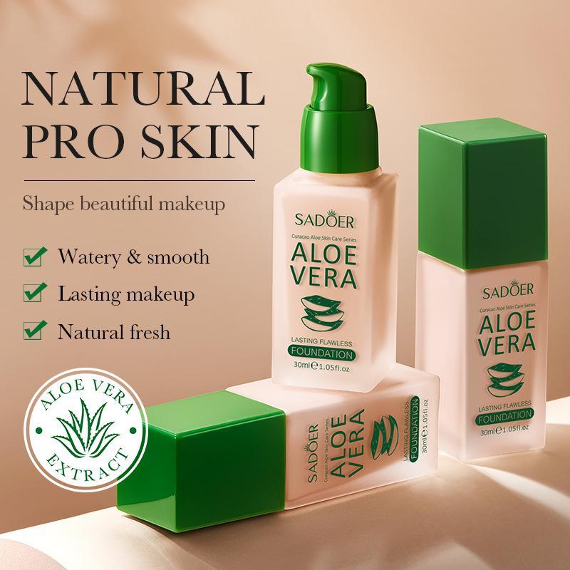 Aloe Vera Foundation Long-lasting Sheer Concealing Non-transfer 30ml Moisturizing Oil Control for Oily Sensitive Skin