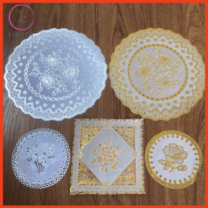 Tấm lót bình hoa, lọ hoa, bình trà, lót ly, chén bằng nhựa ren 3D chống thấm