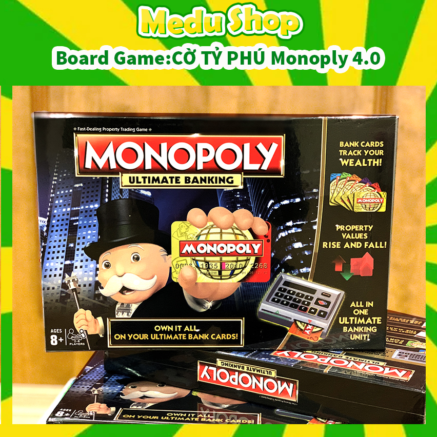 Cờ tỷ phú monopoly 4.0 - có máy quẹt thẻ atm ngân hàng điện tử tính tiền tự động, bộ board game monopoly cho cả nhà cùng chơi