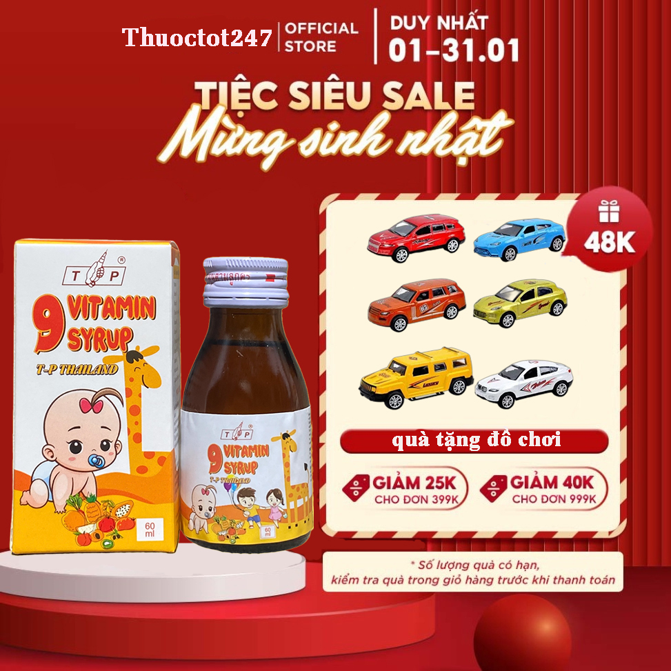 Hộp siro tăng cân 9 vitamin TP Thái Lan chính hãng giá tốt - Dùng được cho bé từ 6 tháng tuổi