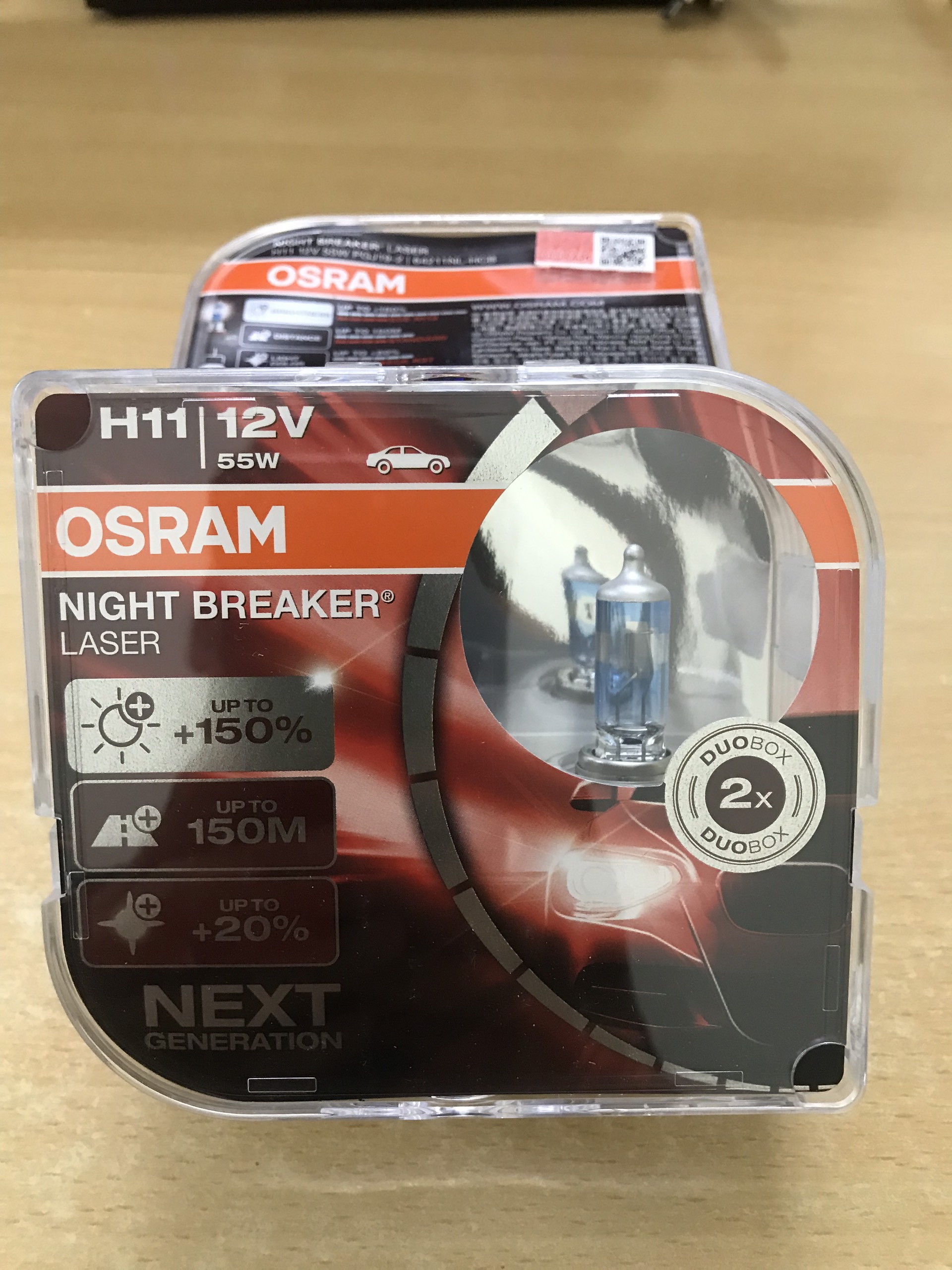 Bóng đèn tăng sáng 150% Osram Night Breaker Laser Chân bóng H11 12v 55w (Hộp 2 bóng), hàng chính hãng Osram, Made in Germany