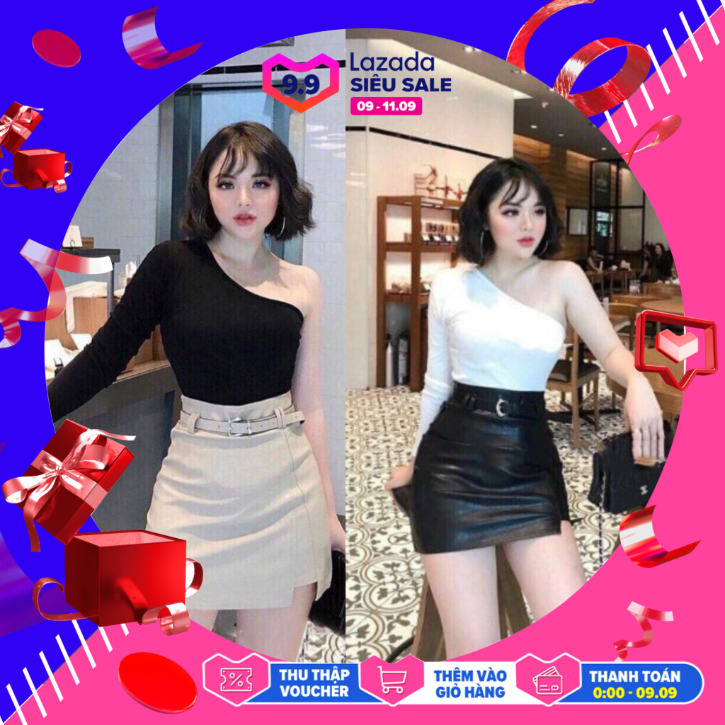 Áo Lệch Vai - Áo Thun Nữ - Áo Body Tay Dài 1 Bên Siêu Hot