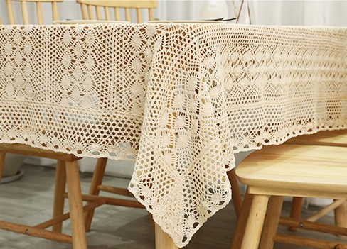 Khăn trải bàn vải ren đục lỗ phong cách vintage cổ điển