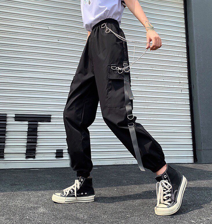 Quần Kaki Xích Phối Dây Kiểu Dáng Jogger Ống Suông Trẻ Trung Cá Tính/ Quần Jogger Nam Nữ Dáng Rộng Unisex Siêu Hàn Quốc K87