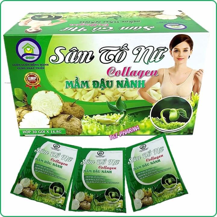 Sâm Tố Nữ Collagen Mầm Đậu Nành- Giúp Bổ Sung Estrogen, Giúp Nở Ngực, Cân Bằng Nội Tiết Tố, Giảm Thâm, Mờ Nám, - Sâm Tố Nữ Collagen Mầm Đậu Nành