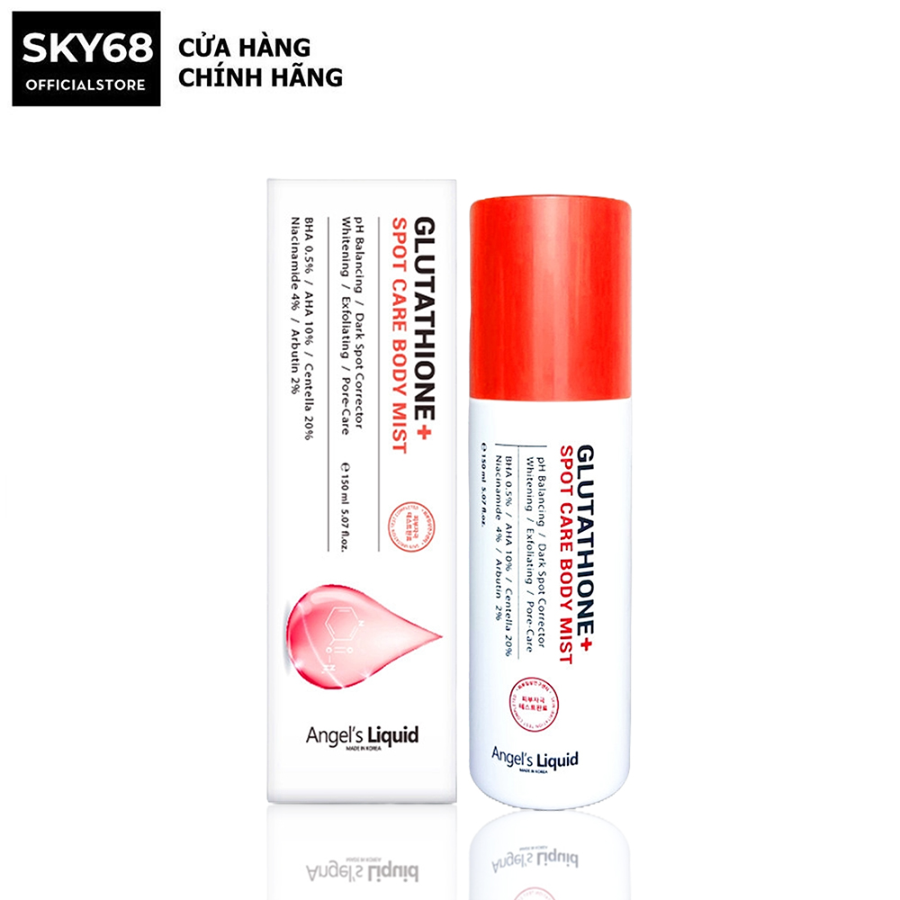 Xịt Giảm Mụn Dưỡng Trắng Cơ Thể Angel's Liquid Glutathione+ Spot Care 150ml 